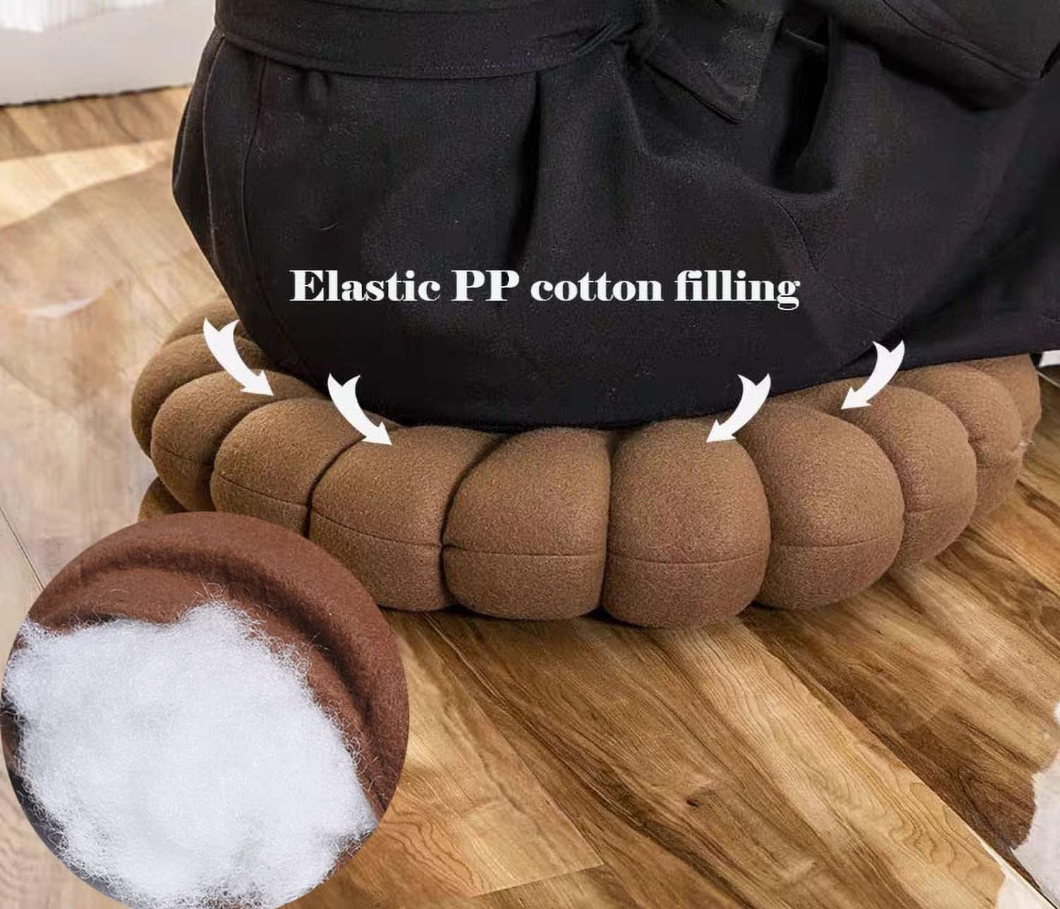 IXITON Biscuit Shaped Meditation Cushion seat Cushion Round Cookie Chair Pad Square Floor Pillow Cushion for Chair Living Room Balcony Office Sofa Yoga 16inch（40cm） (Round, Yellow) image 3