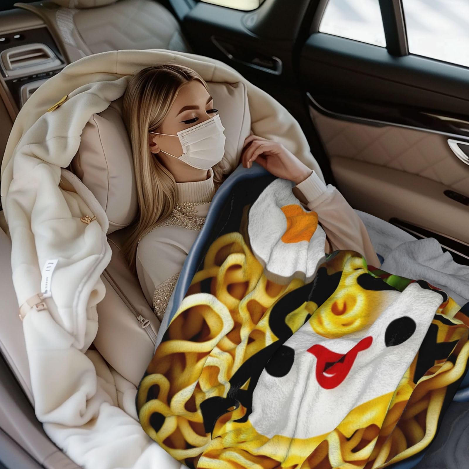 Superweicher Überwurf für Eierbecher, Nudeln, Ramen-Decke für Sofa, Couch, Bett, waschbar, gemütliche Decken für alle Jahreszeiten, 152,4 x 203,2 cm