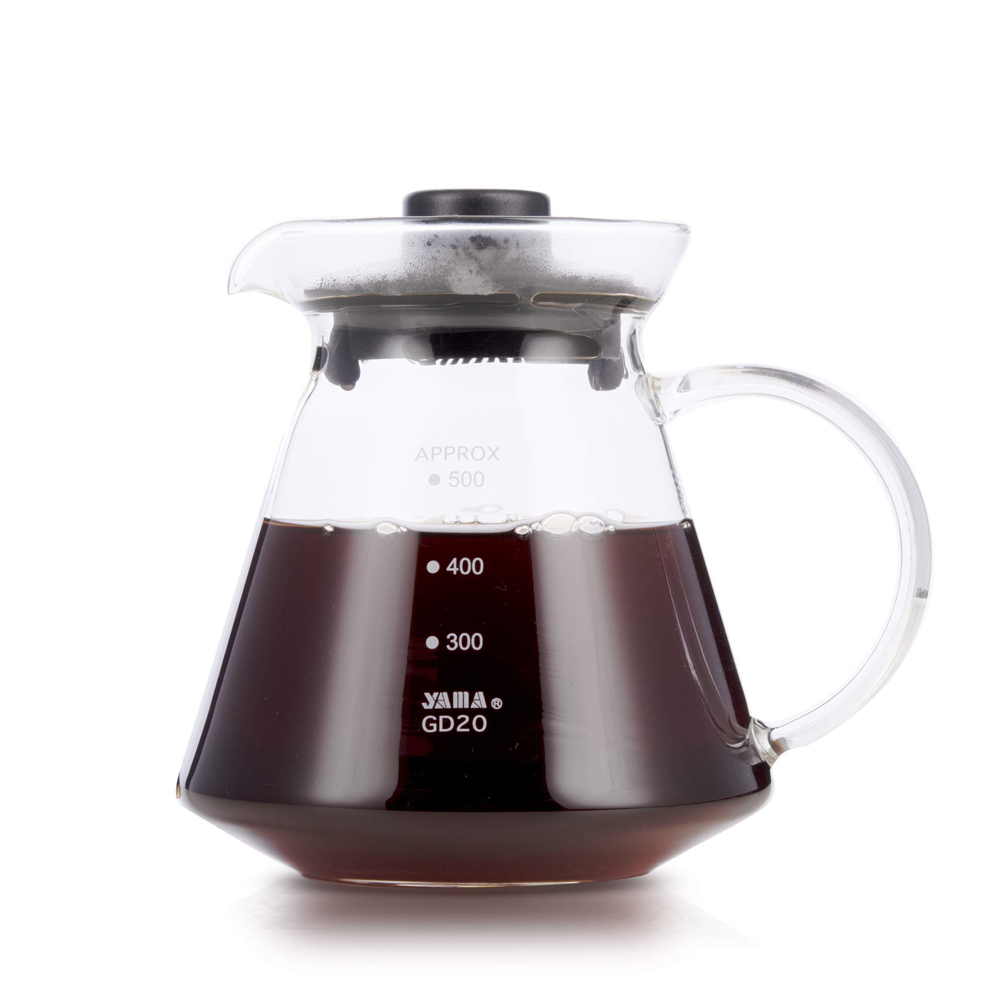 Yama Glass 20oz Borosilicate Decanter - Heat-Resistant, Dishwasher Safe with Glass Handle and Lid