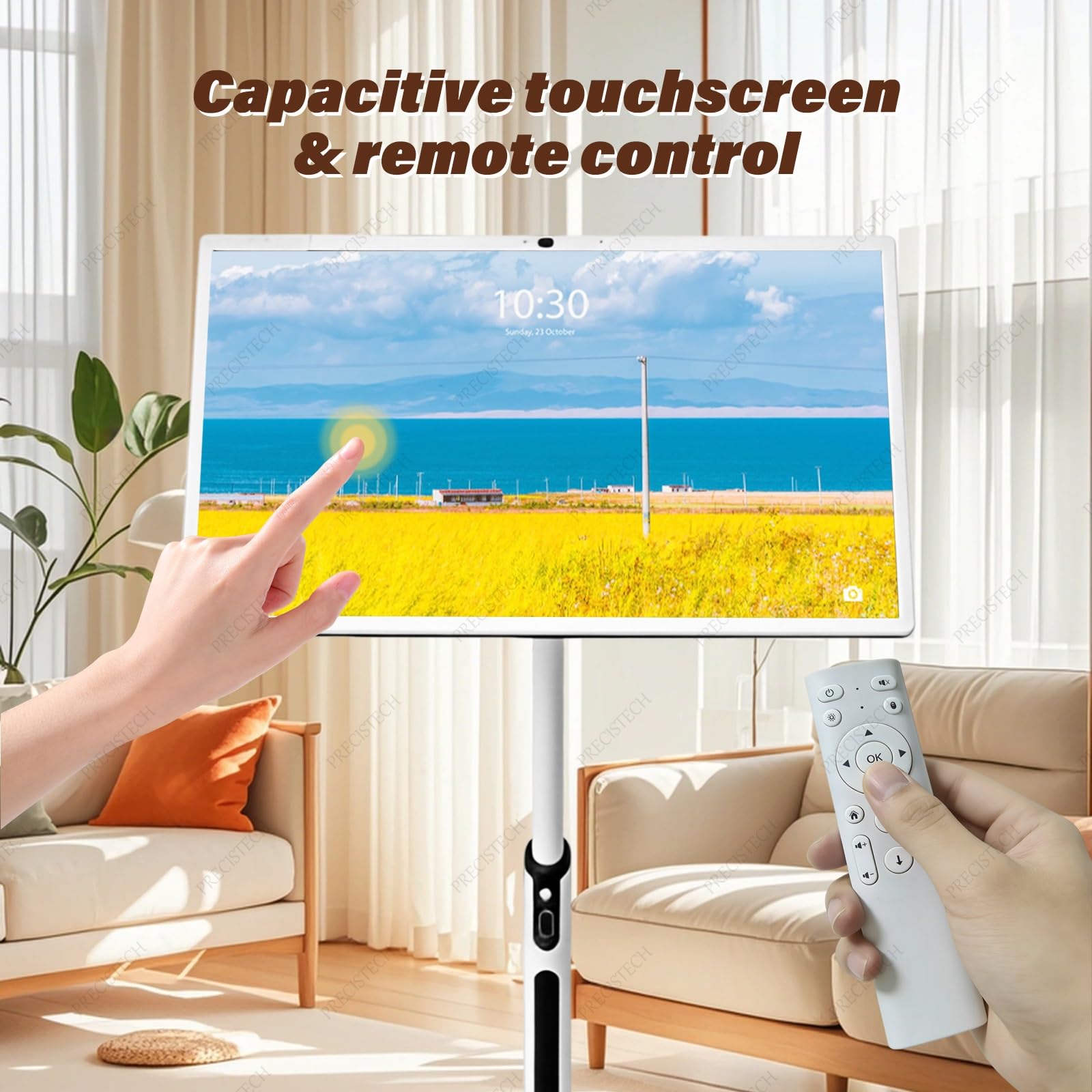Télévision Tactile Portable 1080p/4k, TV Mobile sans Fil avec Batterie Longue Durée Et écran Rotatif, Idéale pour La Maison, Bureau Et Espace Extérieur(8+128G,32in)