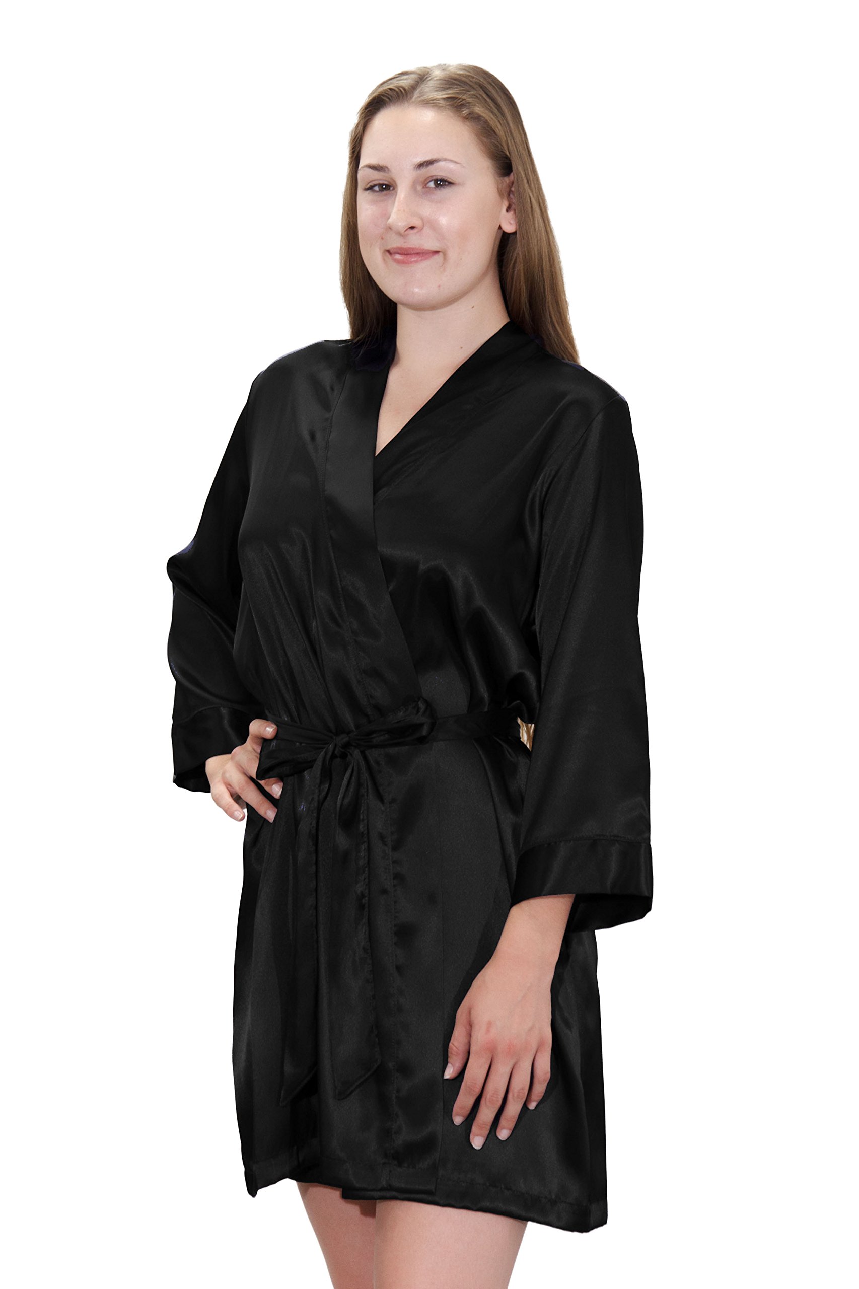 6-Pack Custom Embroidered Bride and Bridesmaid Robe Womens Satin Silk Kimono Names Titles etc