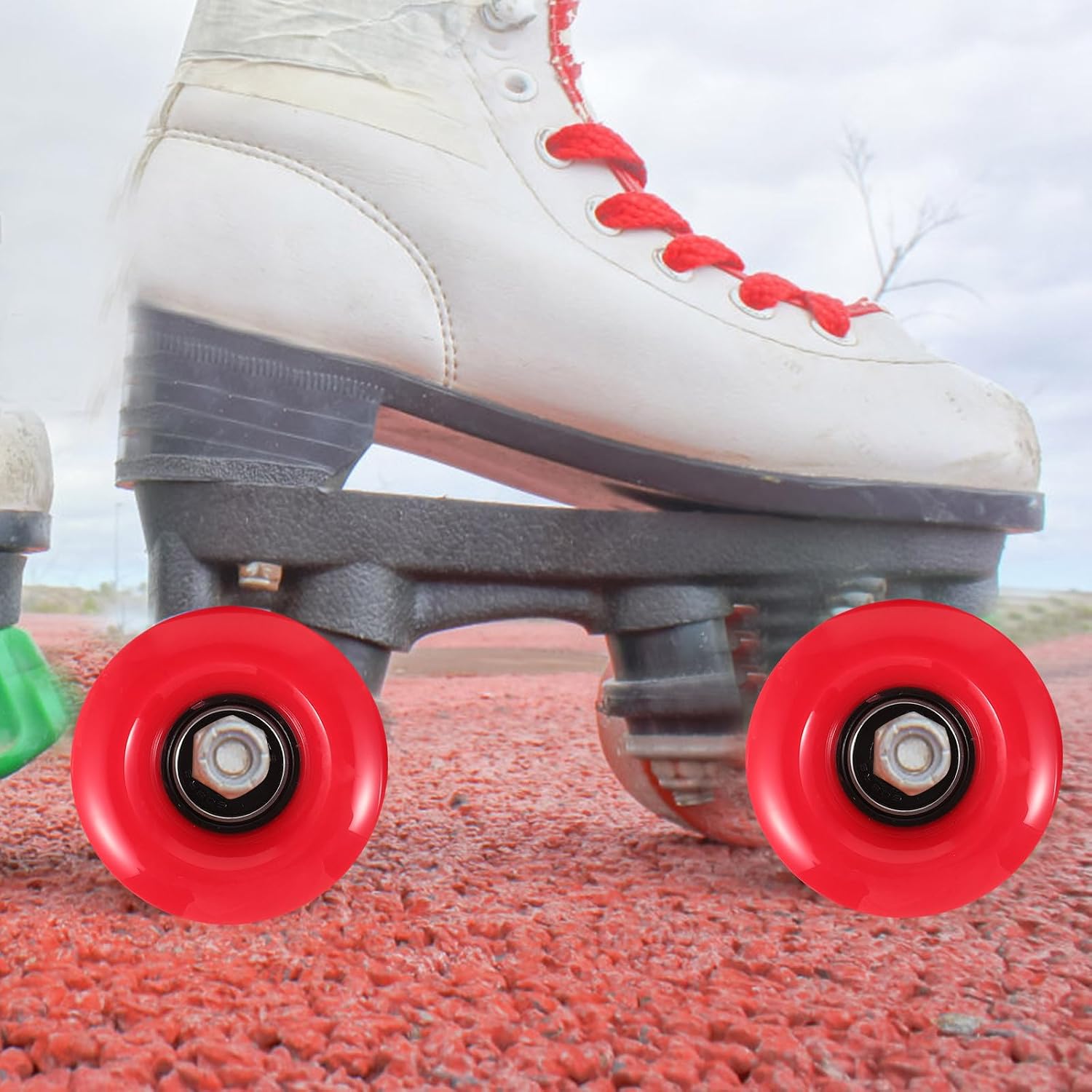 minkissy 4pcs Red Pu Roller Skate Wheels Replacement Set Non-glow Sturdy Outdoor Skate Wheels Small Versatile Inline Skating Parts