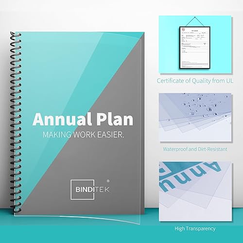 Miniatura 4 de Binditek Paquete de 100 cubiertas de presentación de encuadernación de 10 mil, cubiertas ultra transparentes, 8-12 x 11 pulgadas, tamaño carta,