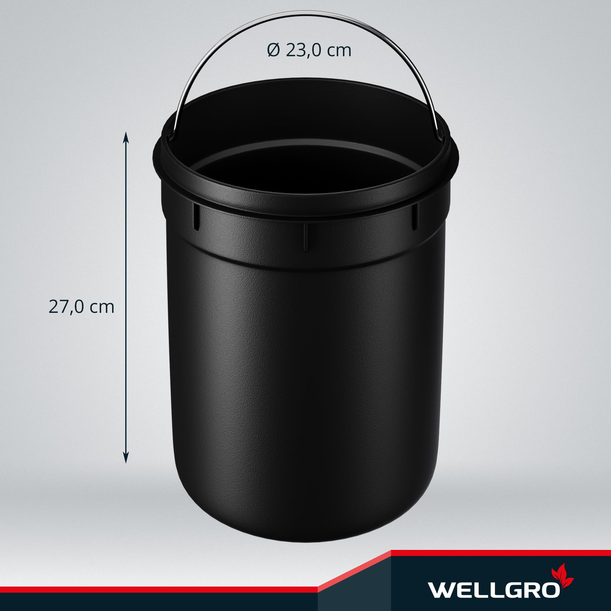 WELLGRO 2 in 1 Standaschenbecher Edelstahl für draußen – Wetterfester Standascher schwarz mit Mülleimer & Abfalleimer, großer Aschenbecher für Außenbereich, Terrasse, Eingang & Gewerbe