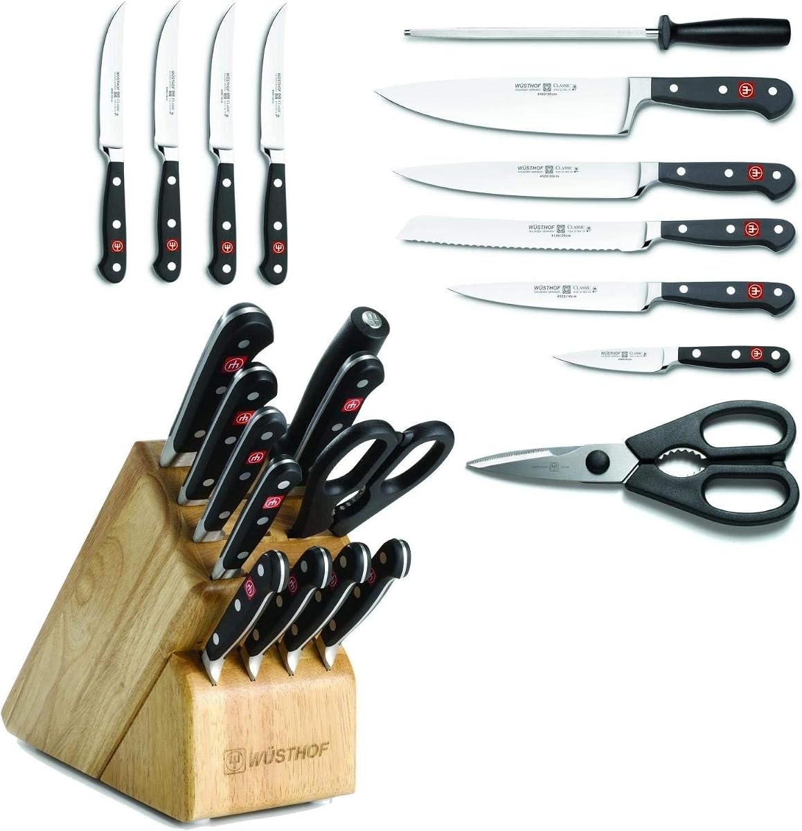 Wusthof Classic Knives Cutlery Set with Storage Block, 12 Piece