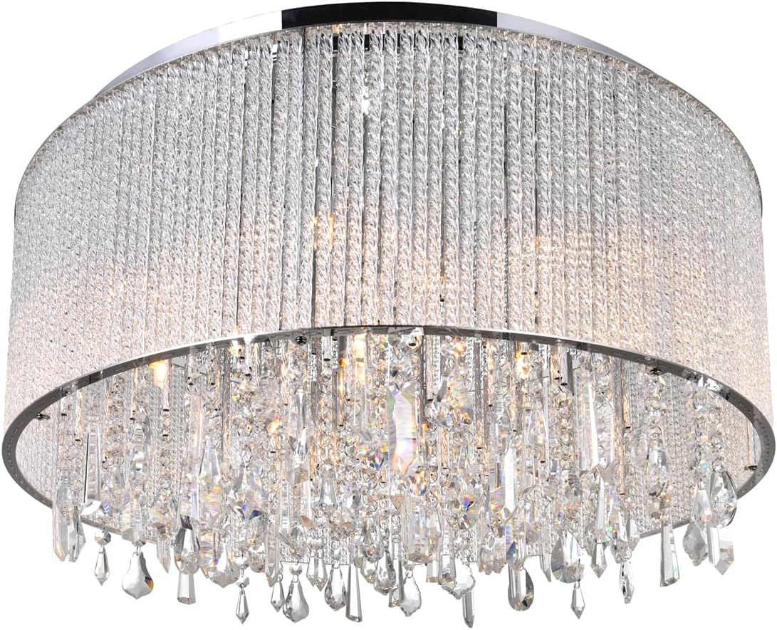 CWI LightingBenson 14 Light Drum Shade Flush Mount with Chrome Finish Fom