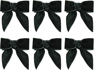 wonlex Christmas Napkin Rings Set of 12, Green Bow Napkin Rings Serviette, Chic Velvet Napkin Buckle for Xmas, Dinner Anniversary Wedding Holiday Dining Table Decor(Green Bow)