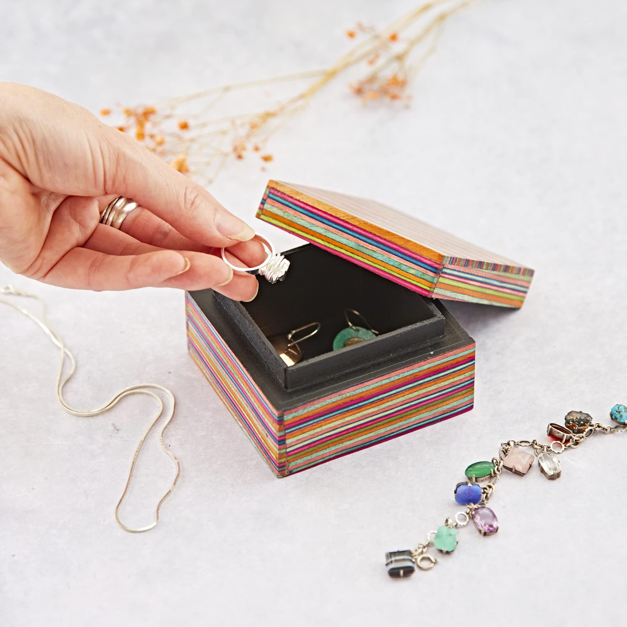 Paper High Dhari Fair Trade Handmade Striped Small Box