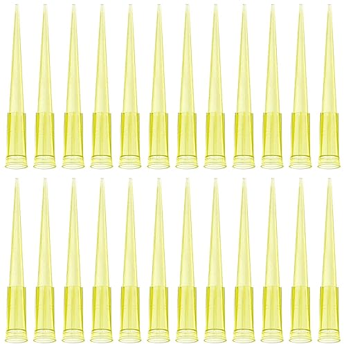OIIKI Puntas de pipeta de 200 ul, 1000 puntas universales de pipeta líquida, amarillo transparente, sin ADNasaRNasa, pipetas de transferencia de