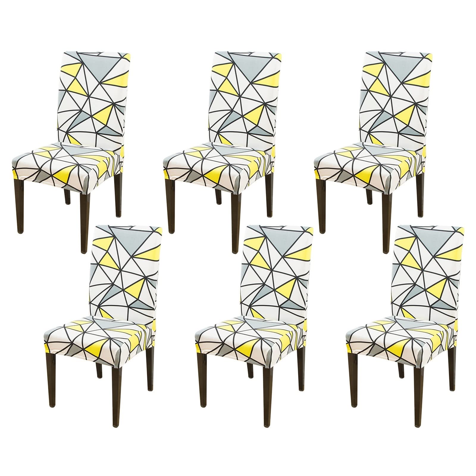 Housse de chaises 6 pièces KnSam en spandex extensible avec motif géométrique moderne