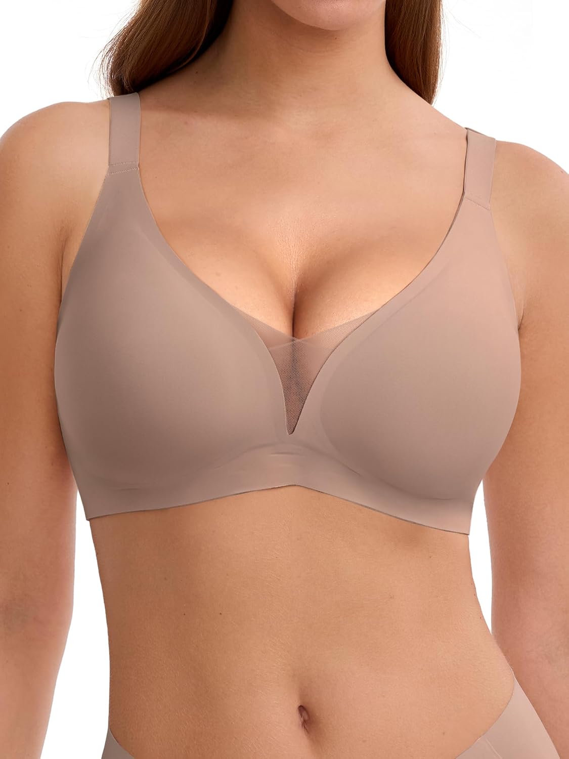 LUCKMEEY Bras for Women No Underwire Deep V Wireless Bra Push Up Seamless Bras Full Coverage Bralettes Everyday