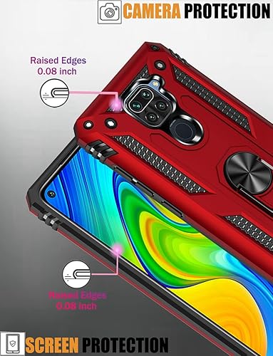 Miniatura 4 de Funda para Redmi Note 9/para Redmi 10X 4G M2003J15SC con protector de pantalla de vidrio templado, [grado militar] Soporte magnético para anillo de