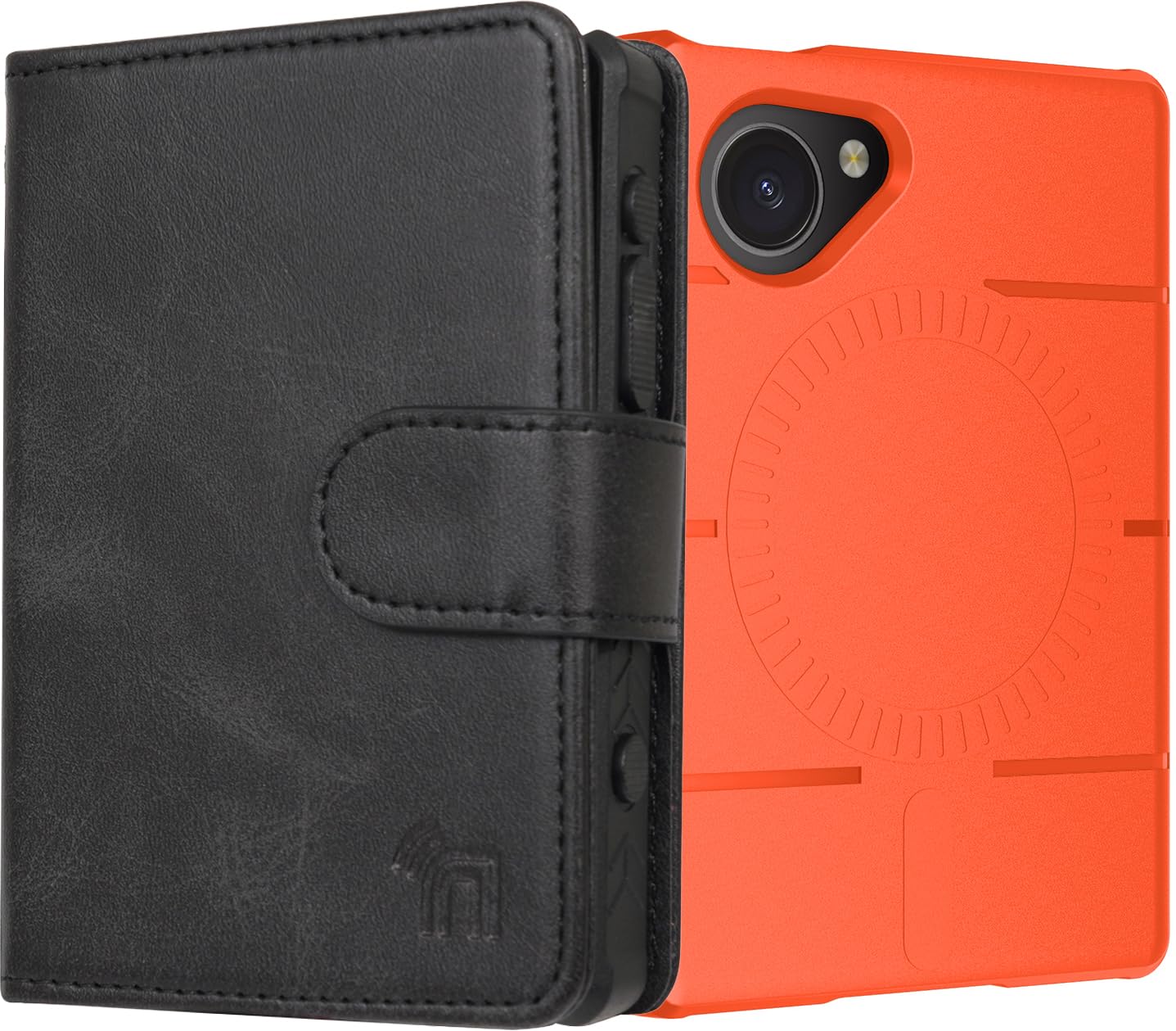 Nakedcellphone Combo de funda y cartera para Light Phone III, funda resistente (compatible con MagSafe) y tarjetero plegable - Naranja