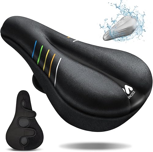 Meencool Funda de asiento de bicicleta cojín de asiento de bicicleta para hombres y mujeres funda de asiento de bicicleta acolchada de gel para