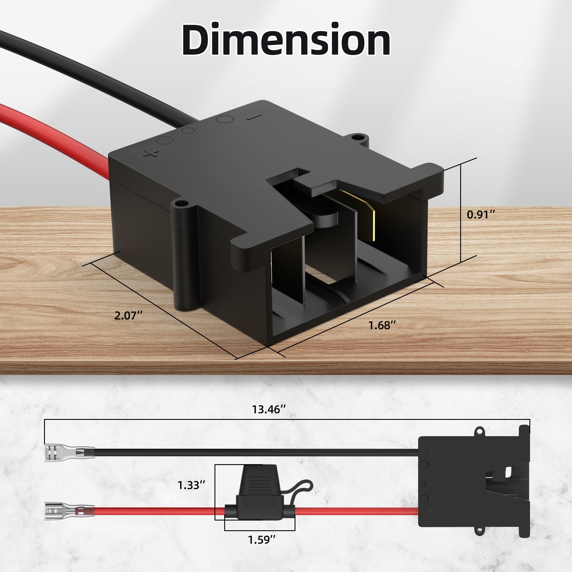 RVBOATPAT Replacement Wire Harness Connector 12 Volt Power Wheels Battery with 12 AWG Wire 3 Replaceable Fuses for Riding Toys