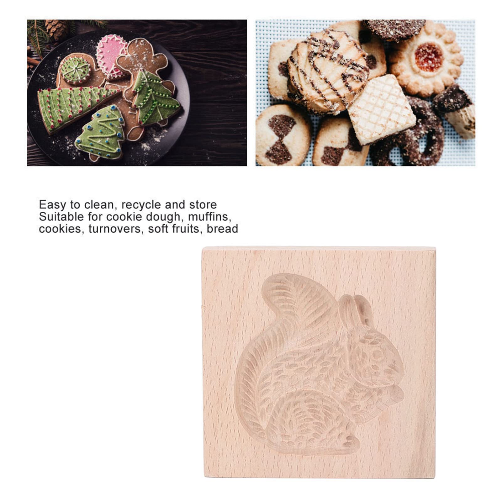 Moule à Emporte-pièce En Bois De Hêtre Sculpté, Moule à Tampon De Presse à Pain D'épices Avec Une Belle Gravure, Pour Biscuits, Pain Et Chocolat (Wapiti