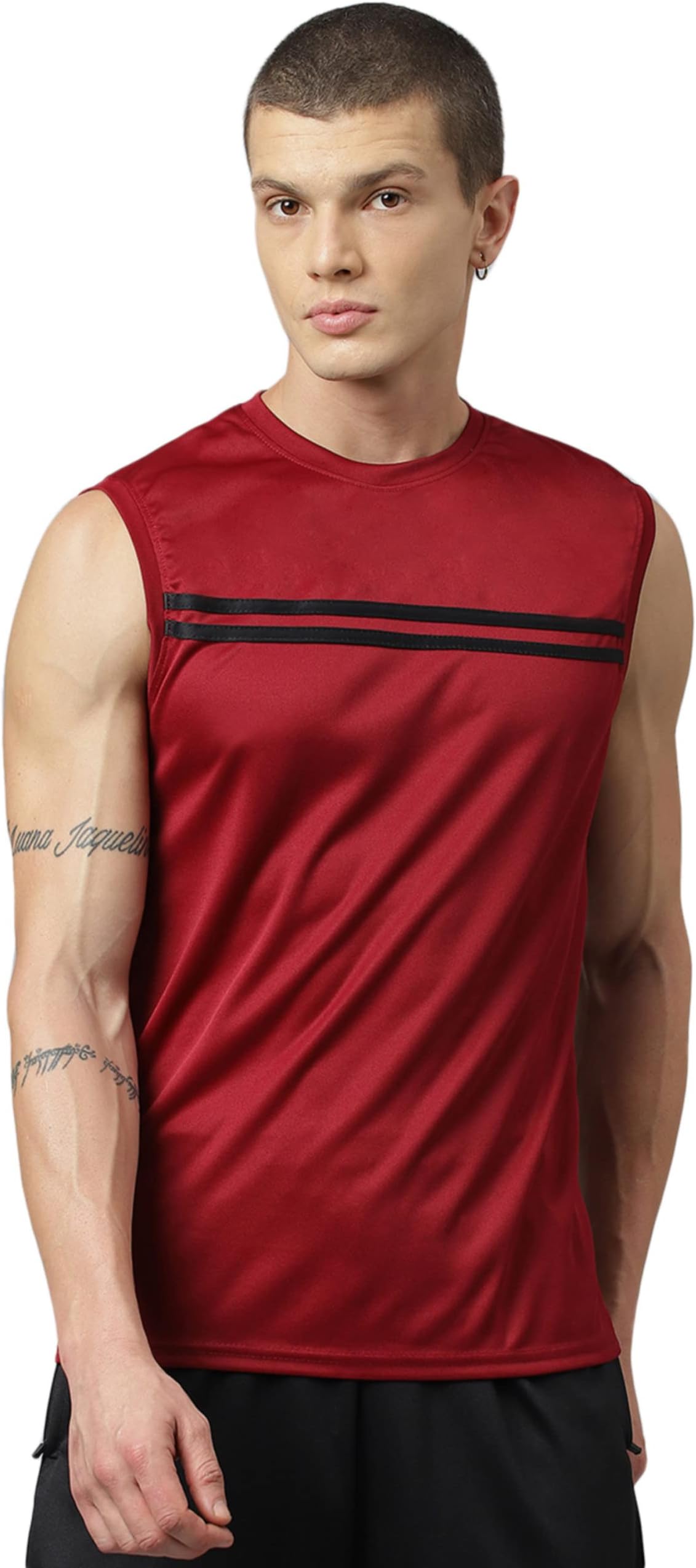 ATICX Men's Polyester Sports Sleeveless T Shirt - Gym Vest, Workout Sando, Training Tank Top, Cut Sleeves Quick Dry Tee for Running, Swimming, Badminton, Fitness & Sports