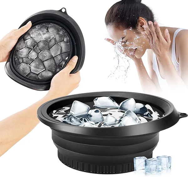 Face Ice Bath Bowl - Silicone Foldable Facial Ice Therapy Basin with Built-in Ice Tray, Cold Plunge Bowl for Skin Tightening, Puffiness Relief & Glowing Skin, Idea for Home & Travel