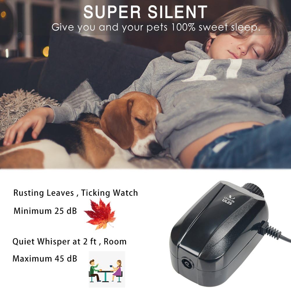 Uniclife Aquarium Adjustable Air Pump Single 2 L/min 2.5 W Fish Tank Oxygen Pump with Air Tubing Valve Stone Accessories : Pet Supplies