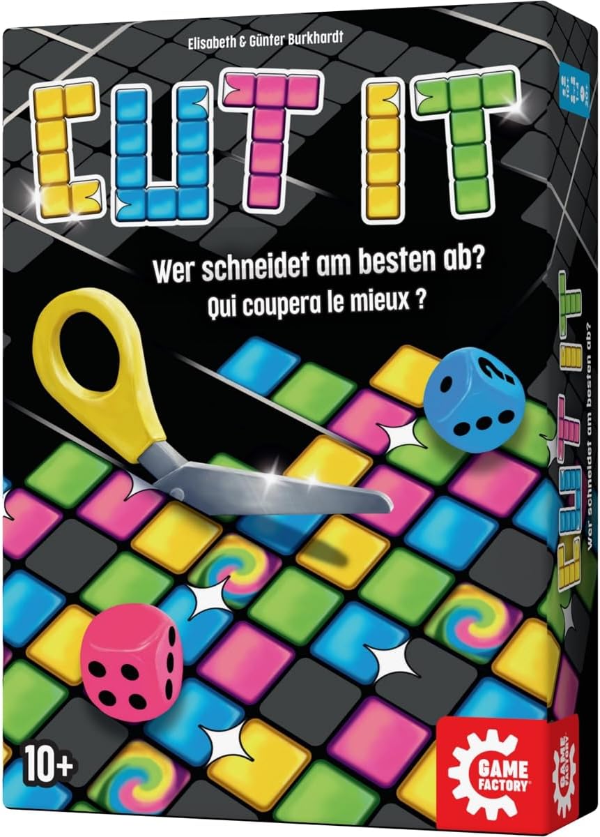 Game Factory 646063 Cut It Innovative Dice Game Cutting, Cutting, Puzzle, Smart Family Game for 1 to 4 Persons from 10 Years