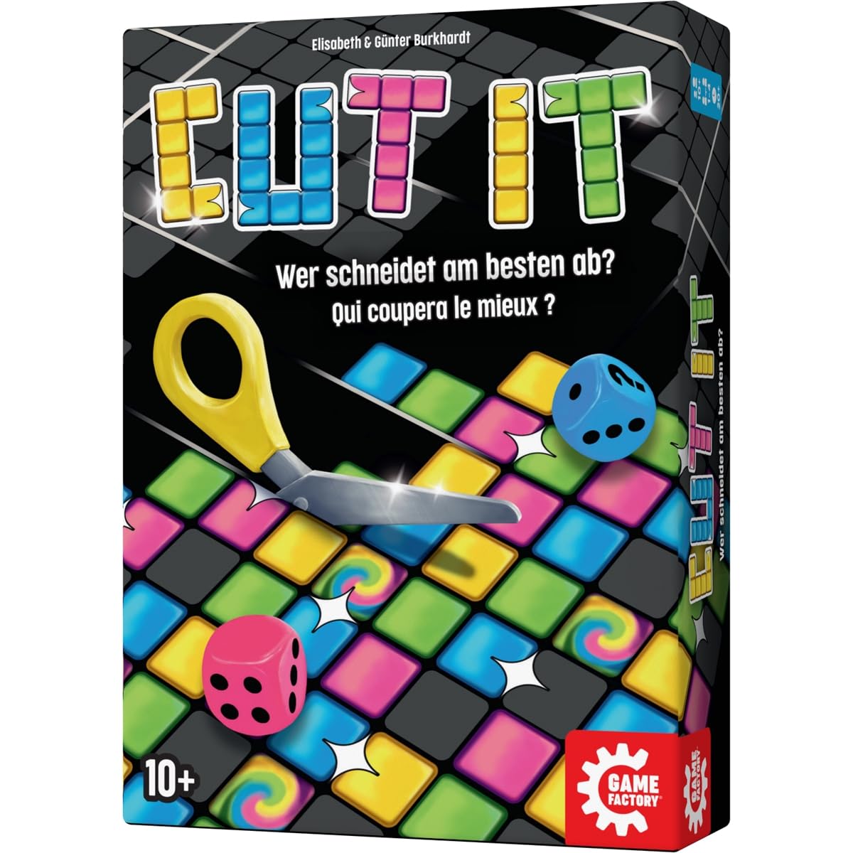 Game Factory 646063 Cut it, innowacyjna gra w kostkę, krojenie, puzzle, inteligentna gra rodzinna dla 1 do 4 osób, od 10 lat