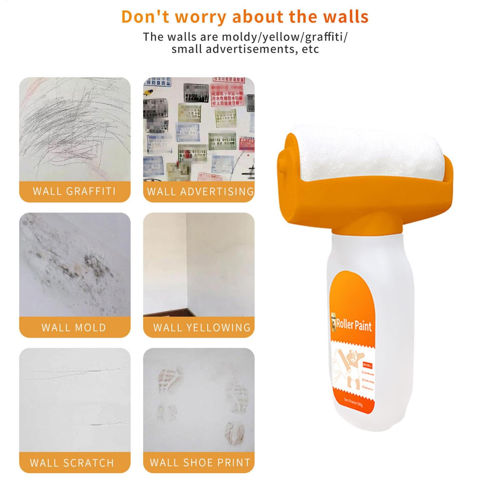 Wall Repair Roller Paint White Water-Based Latex Paint With Roller Brush For Living Room Kitchen Tool DIY House Wall Renovation - 13 - View #7