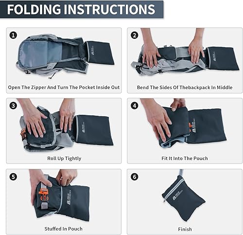 Miniatura 6 de Mochila de senderismo de 10 L15 L, ligera, plegable, resistente al agua, para mujeres y hombres (gris, 10 L)