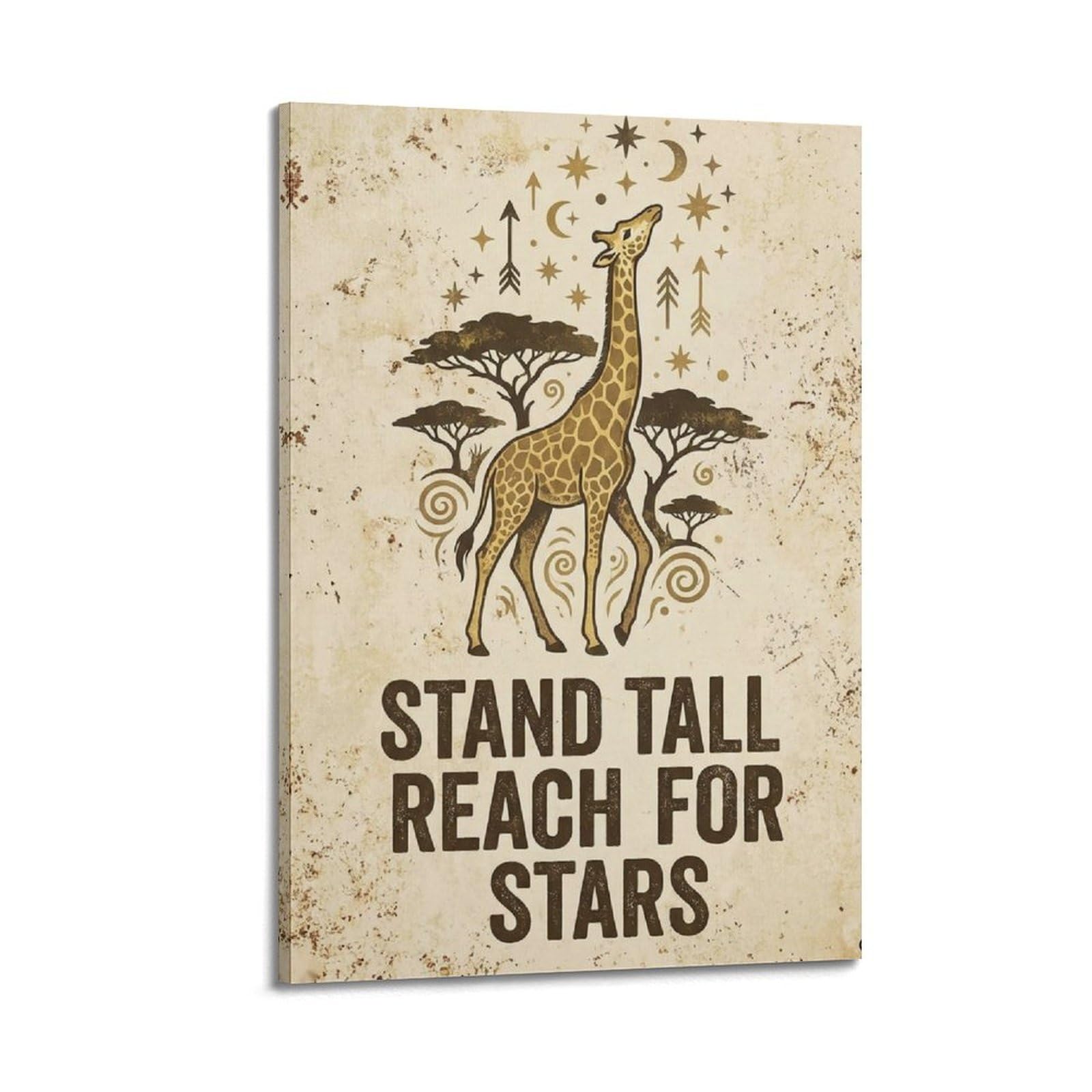OKAHYS Giraffe Safari Rustic Poster Stand Tall Coastal Vintage Modern Decorative Canvas Prints - Ideal Wall Art for Family, Man Cave, Game Room, Boys & Girls Bedroom 24x36inch