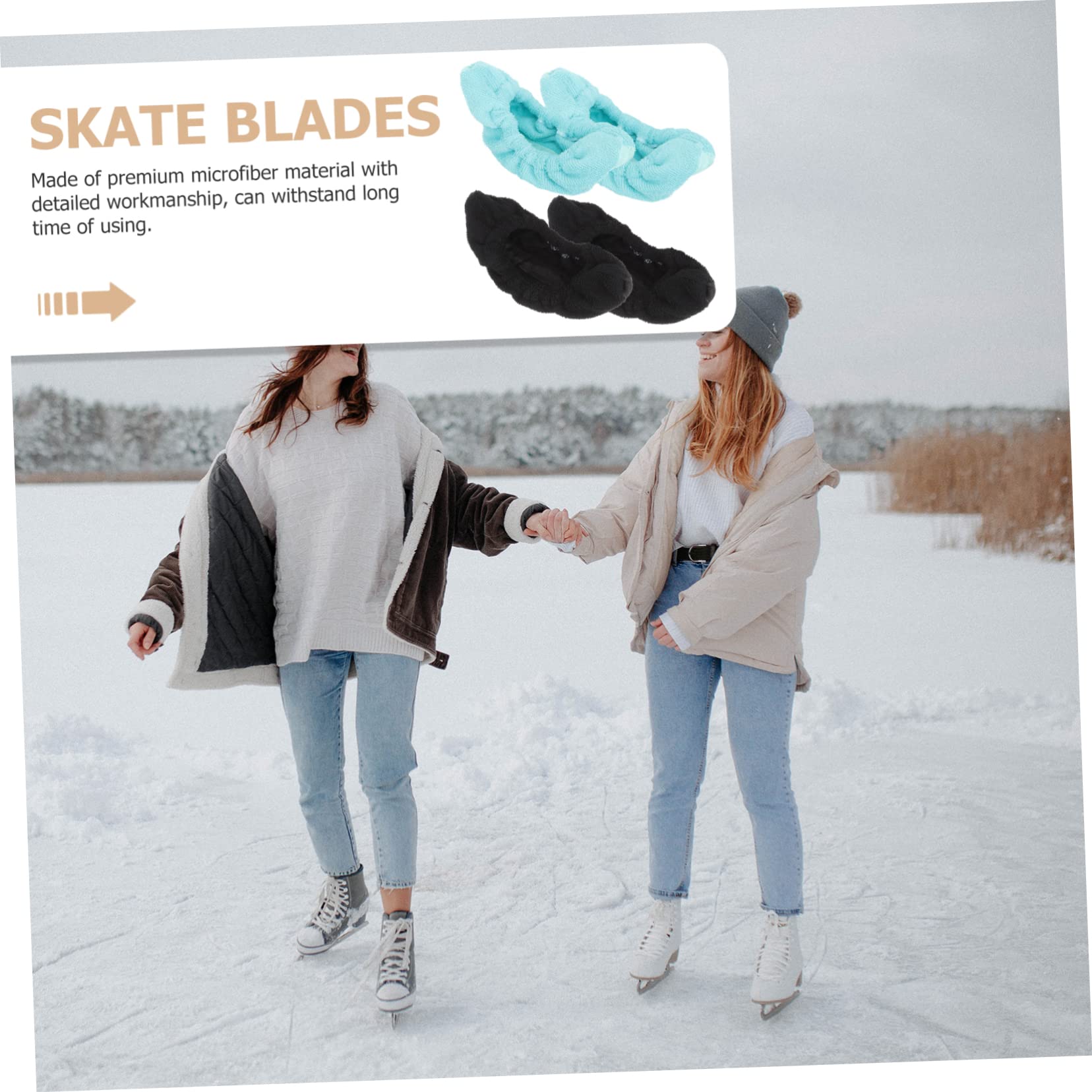 ibasenice Cubiertas De Cuchillas para De Hielo De Microfibra De Antideslizantes para Zapatos De Patinaje Artístico Y Hockey S Negro Azul