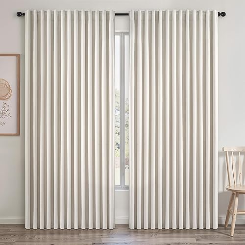 Vista 40 de Topfinel Cortinas Opacas y Cortinajes Marfil Crema de 84 Pulgadas de Largo, Beige con Pliegues Pinzados Completamente Opacas de Lino Natural