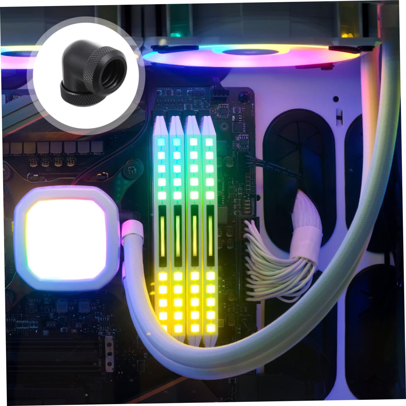 NUOBESTY 2Pcs Water Cooling Fittings for Computer Liquid Cooling Tubing Compatible with Id Od Tubes Durable Connector for Efficient Cooling