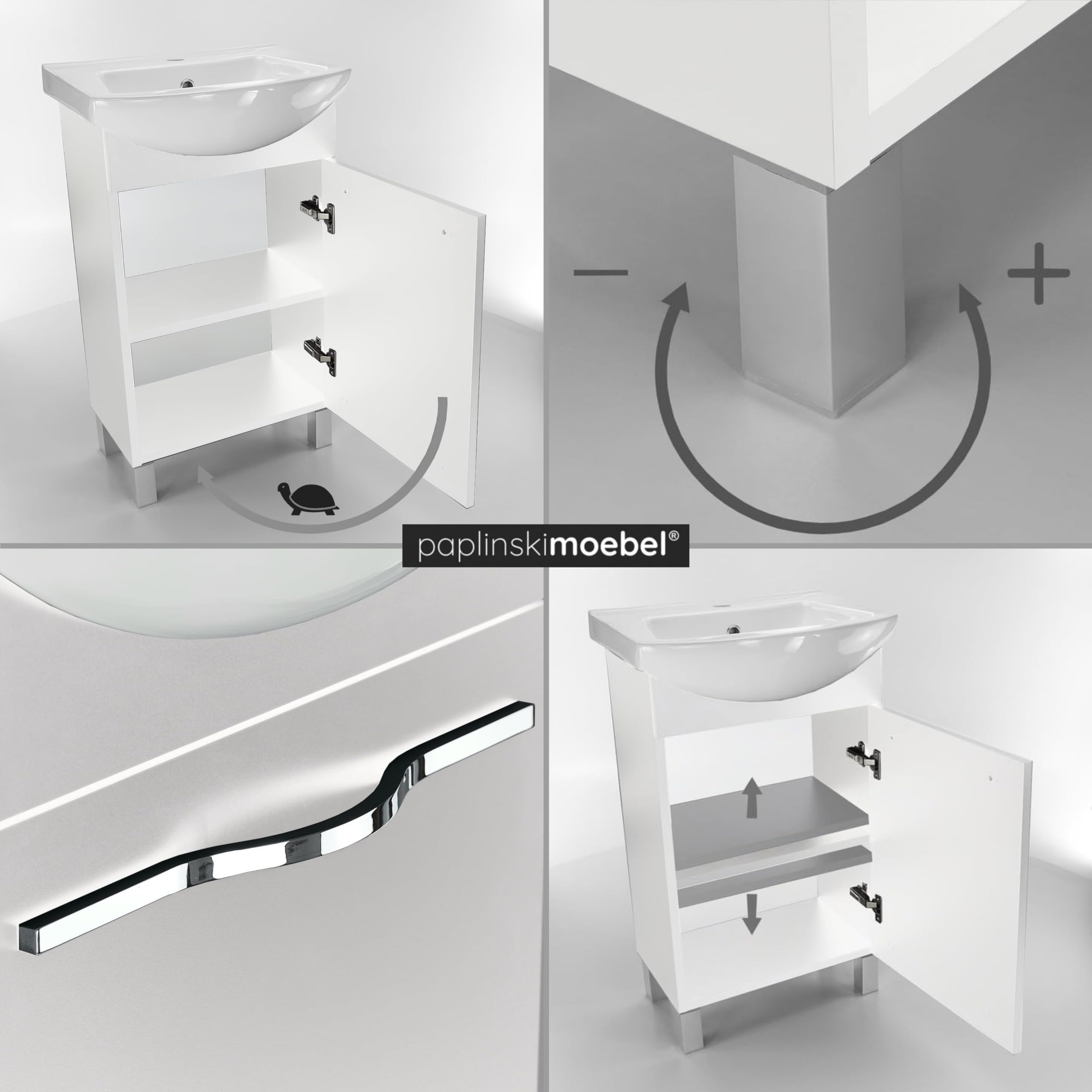 Waschbecken mit Unterschrank 50 cm Breite, Altea Waschbeckenunterschrank mit Waschbecke Weiß - Bad Waschtischunterschrank, Badezimmer Unterschrank, Badezimmerschränke