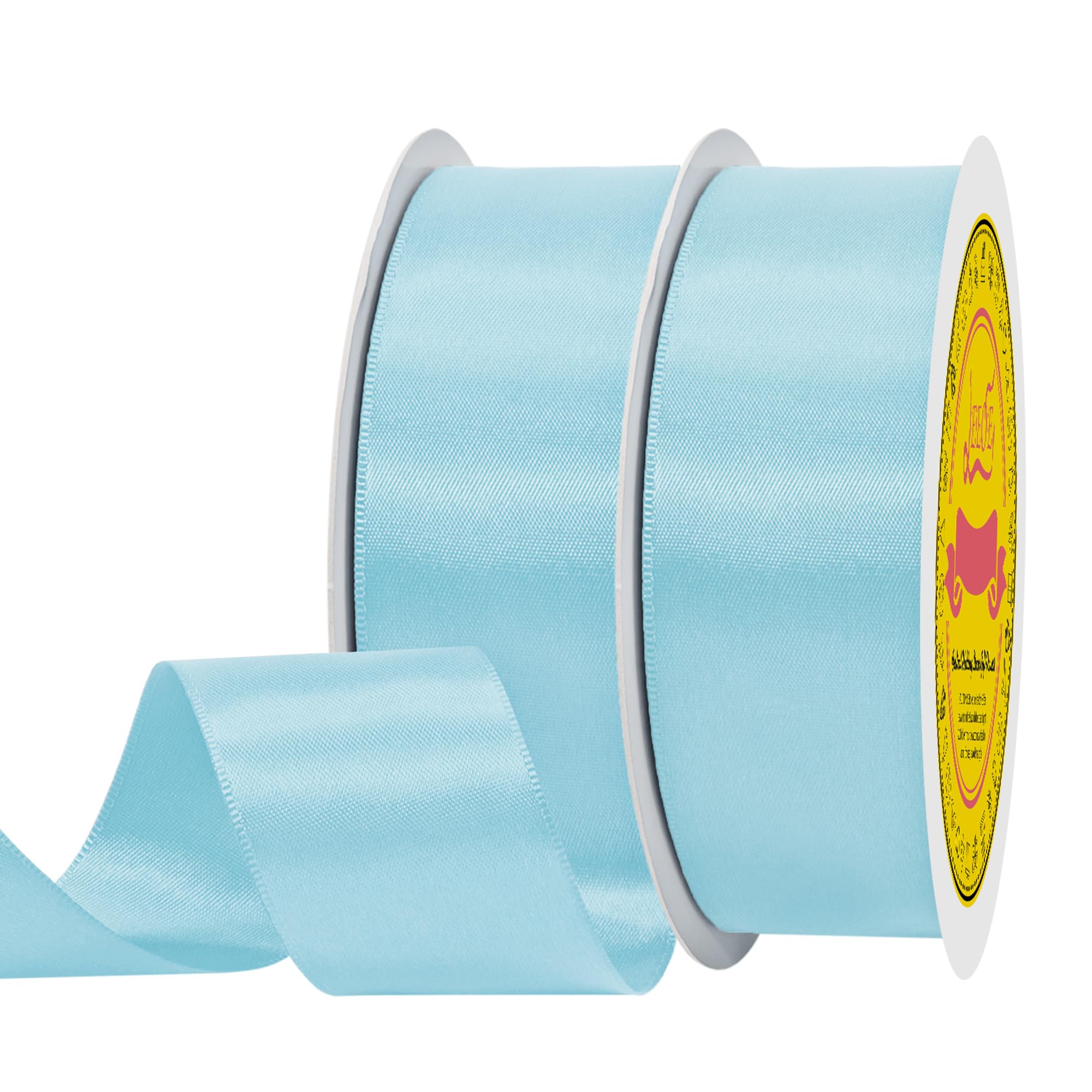 100 Yards Lt Blue Satin Ribbon Polyester Ribbon for Gift Wrapping Very Suitable for Weddings Party Hair Bow Invitation Decorations and More（1-1/2 inch X 50Yards X 2 Roll）