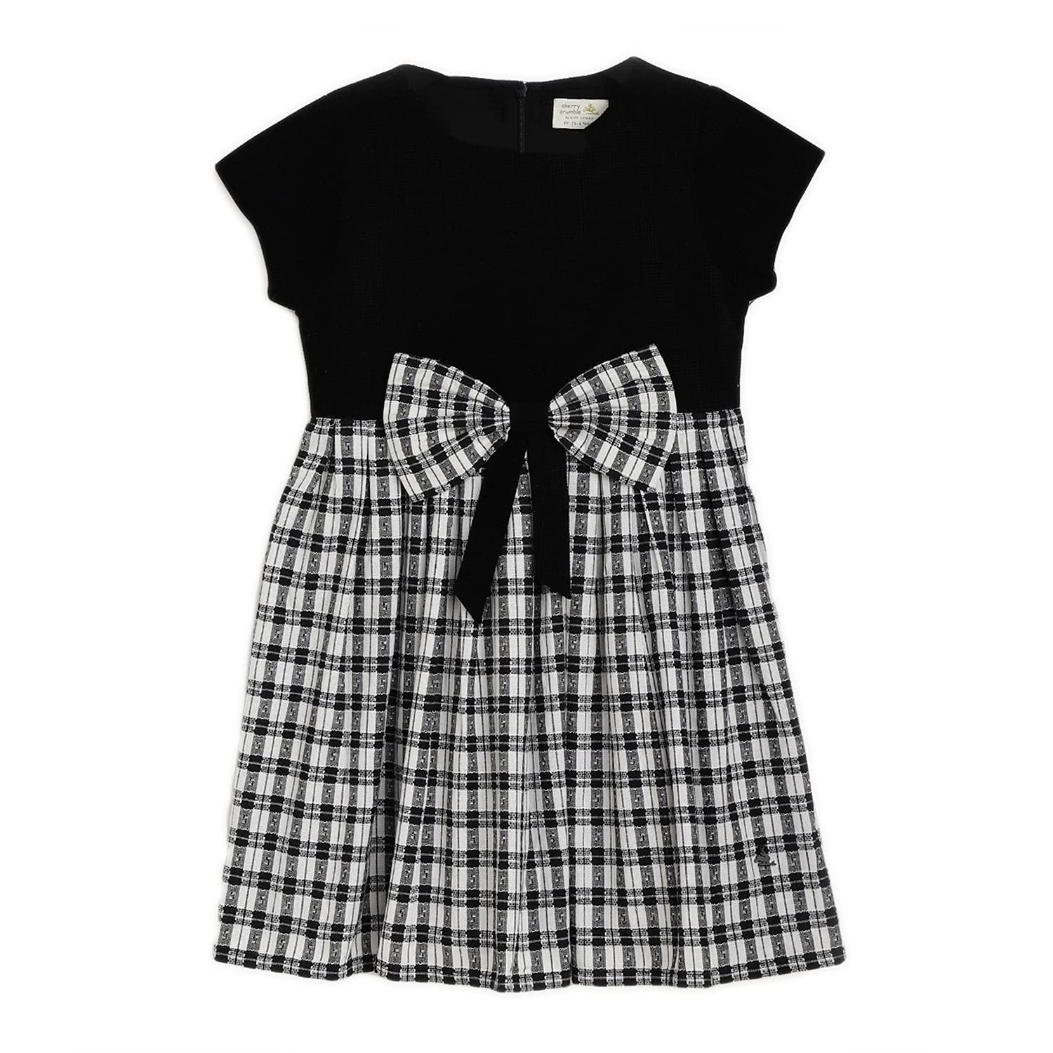 Cherry Crumble California Girl's Polyester A-Line Knee-Length Party Dress (CTWS-PDRS-7328_Black Golden_10-11 Years)
