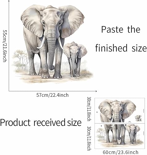 Miniatura 4 de sacinora - Calcomanías de pared de elefante y elefante bebé, calcomanías de pared de animales de la selva para padres e hijos, vinilo extraíble para