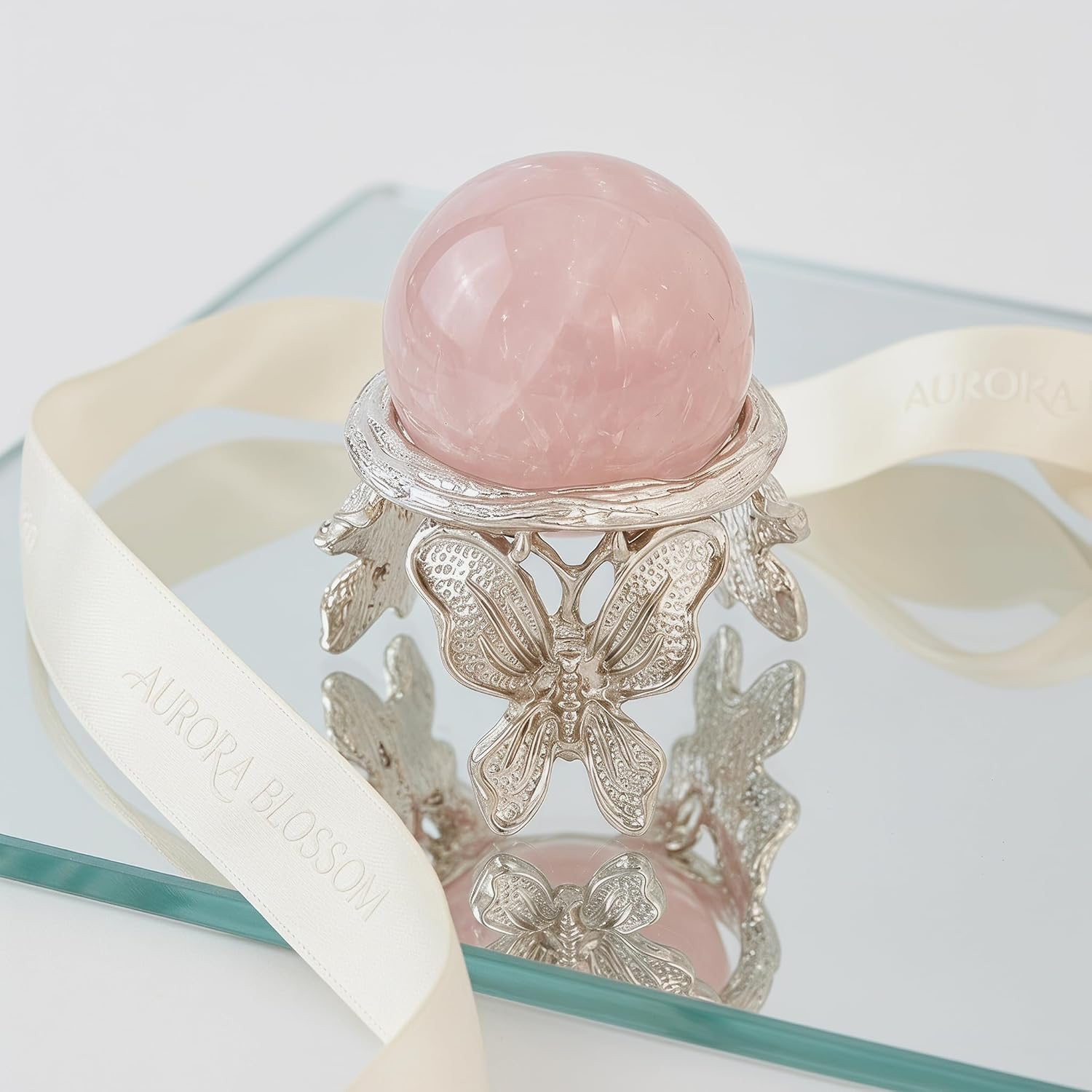 Crystal Ball Stand Butterfly Metal Sphere Holder, 3-5 Inch Base