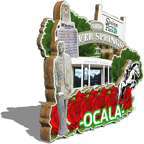 Miniatura 2 de Ocala - Imán de madera para nevera, diseño 3D de Florida, Estados Unidos, decoración de recuerdos coleccionables, hecho a mano, 2