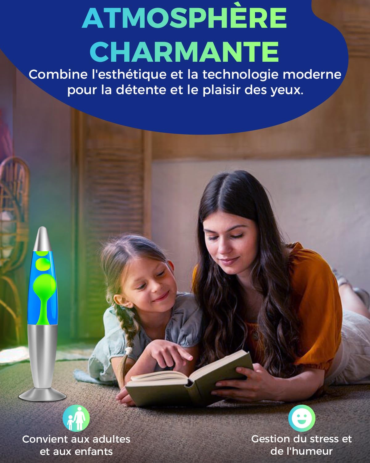 DoRight Lamp Lave Lumineuse à Décorer 34CM Liquide Bleu/Cire Verte Lamp à Lave Magma Fusée Rétro Câble 1,85M avec Interrupteur et Prise EU pour Lampe à Lave Atmosphérique 220V-240V