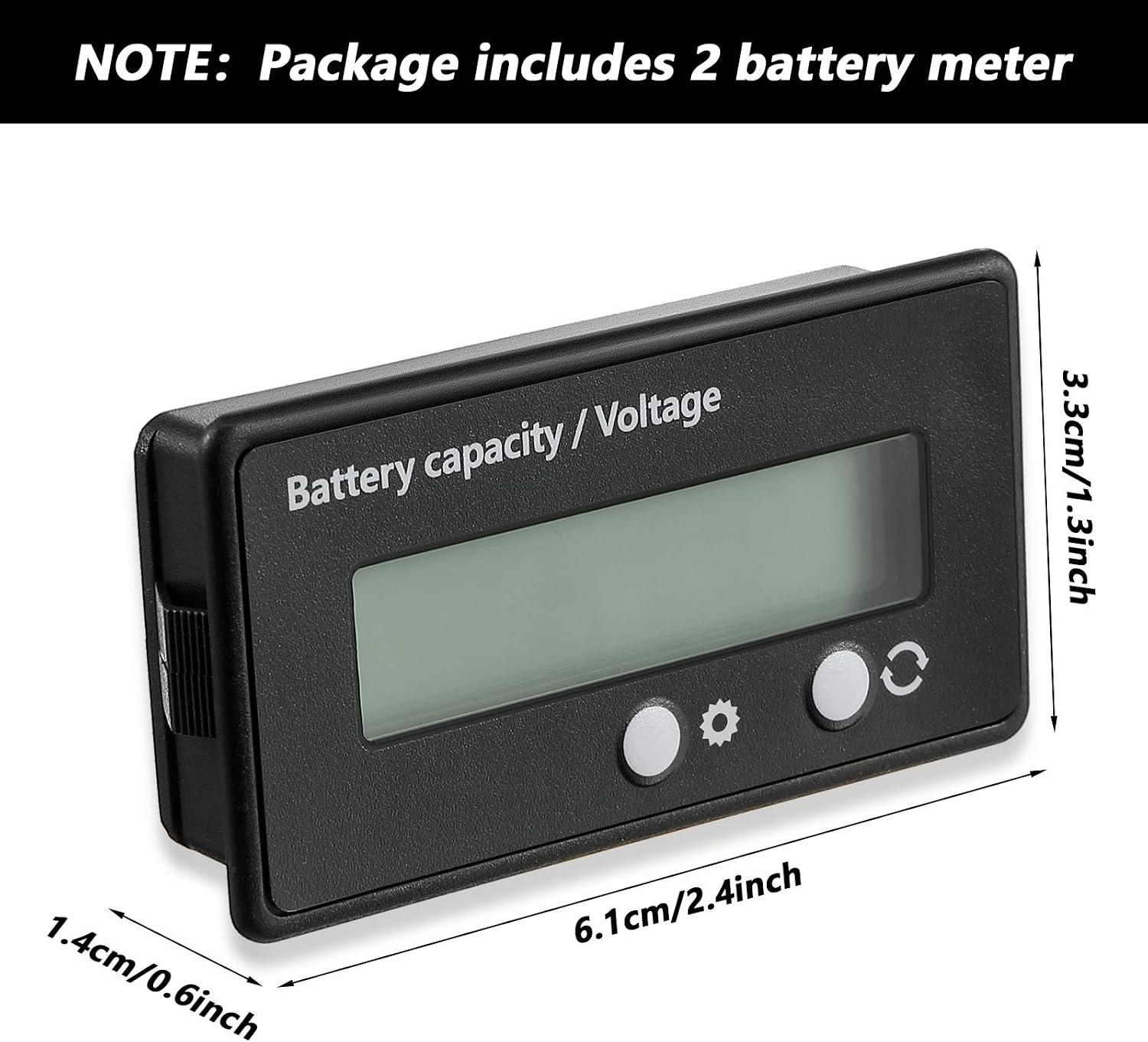 Frienda 2 Set DC 12V 24V 36V 48V 60V 72V 84V Golf Cart Battery Meter with Alarm, Front Setting and Switch Key Battery Capacity Voltage Indicator Gauge Acid and Lithium Ion Indicator(Green)