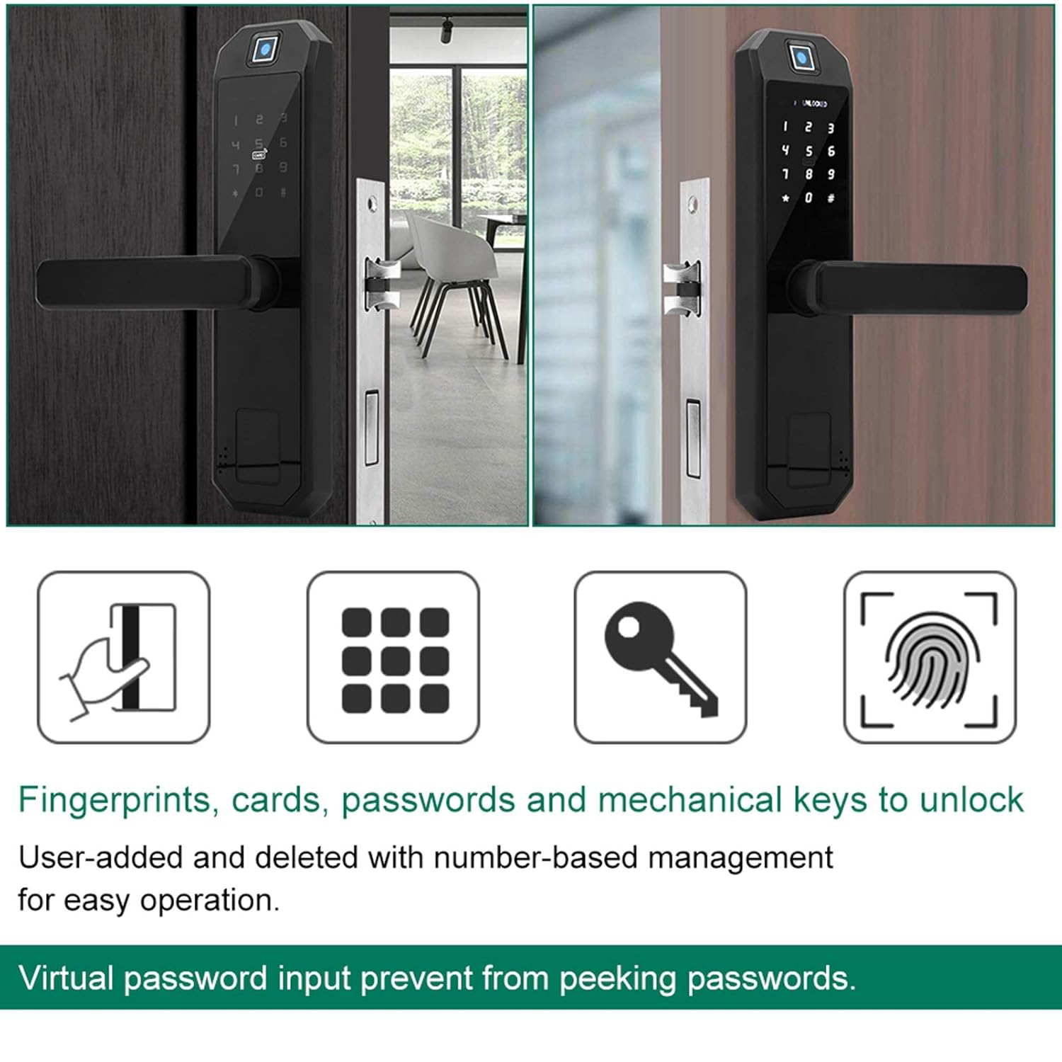 Electronic Fingerprint Door Lock passwords and Mechanical Keys to