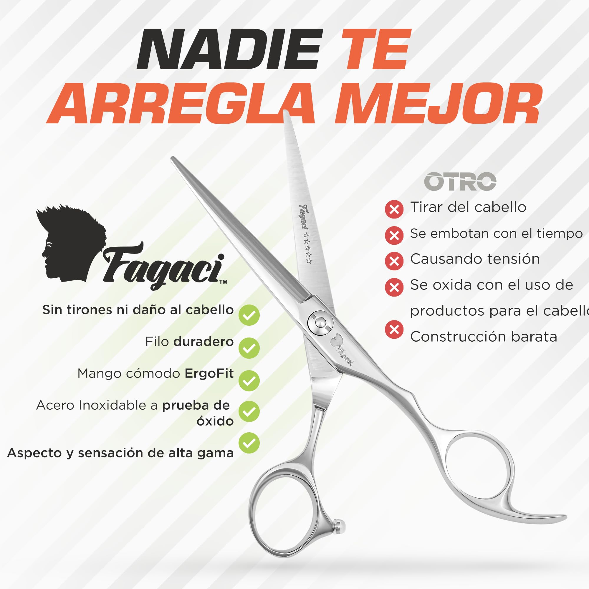 Fagaci Tijeras Peluqueria Profesional con Hojas Extremadamente Afiladas, Tijeras Cortar Pelo de Acero 440C, Tijeras Pelo Duraderas, de Movimiento Suave y de Corte Fino, Tijeras Peluqueria con Funda