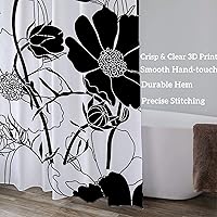 Vista 4 de Cortina de ducha estética floral para baño, cortina de ducha de tela impermeable con ganchos, 72 x 72 pulgadas