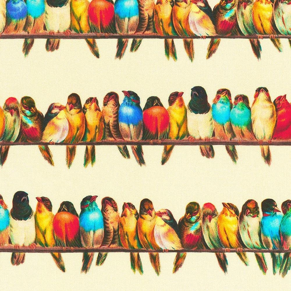 Robert Kaufman Fabrics Vintage Birdwatcher Birds on The Wire Nature