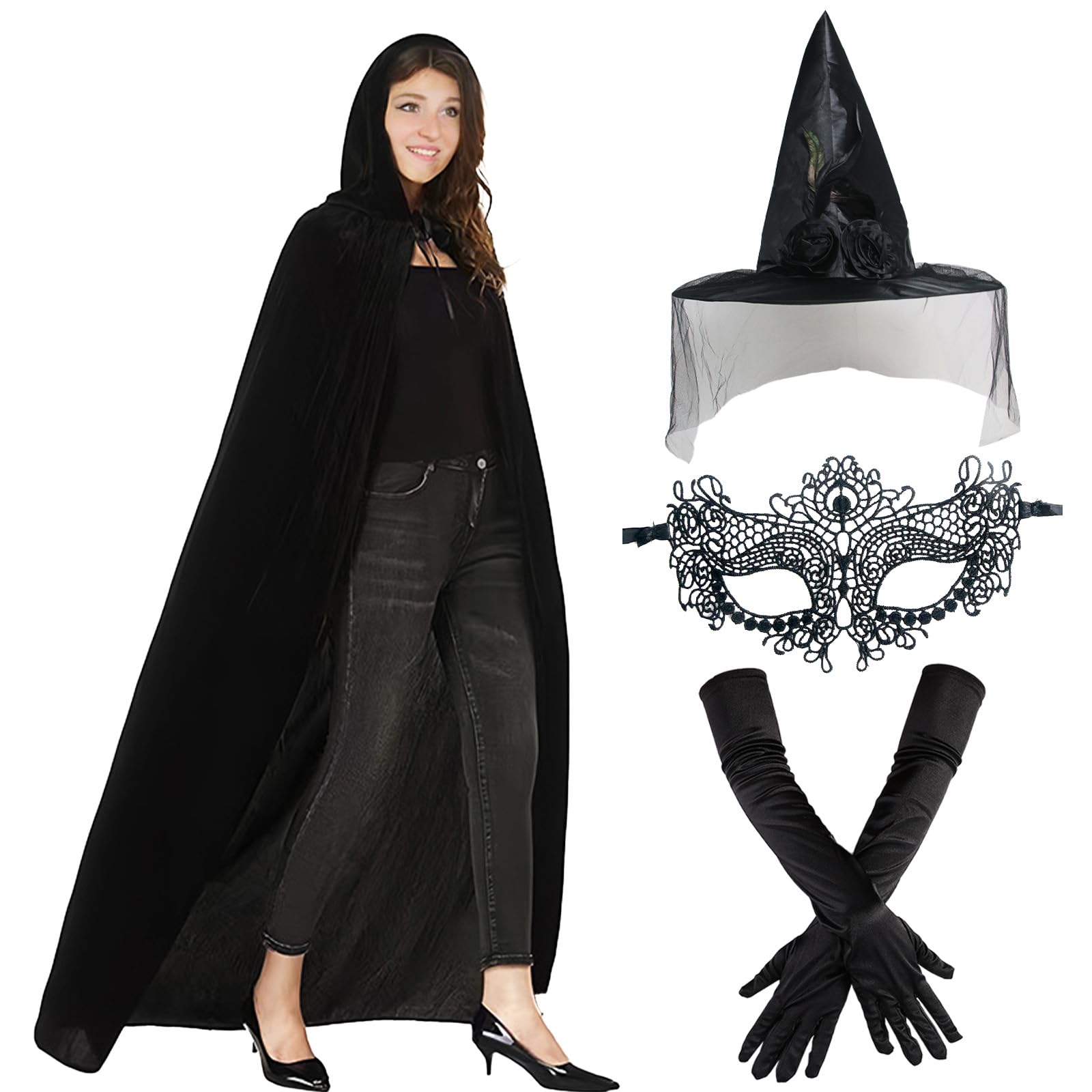 4 PCS Womens Witch Costume