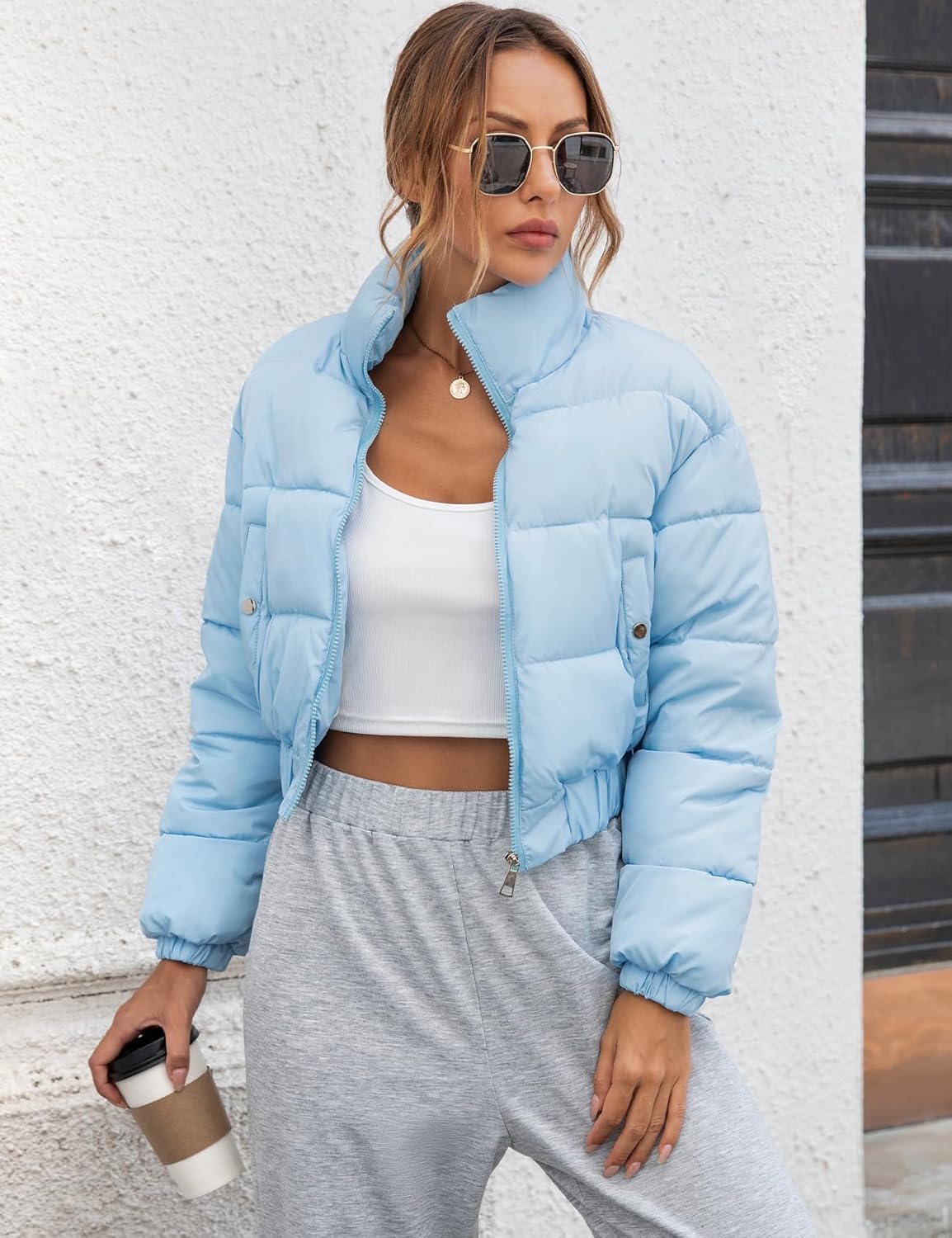 Manteaux écourtés matelassés de survêtement de Veste de Puffer des Femmes