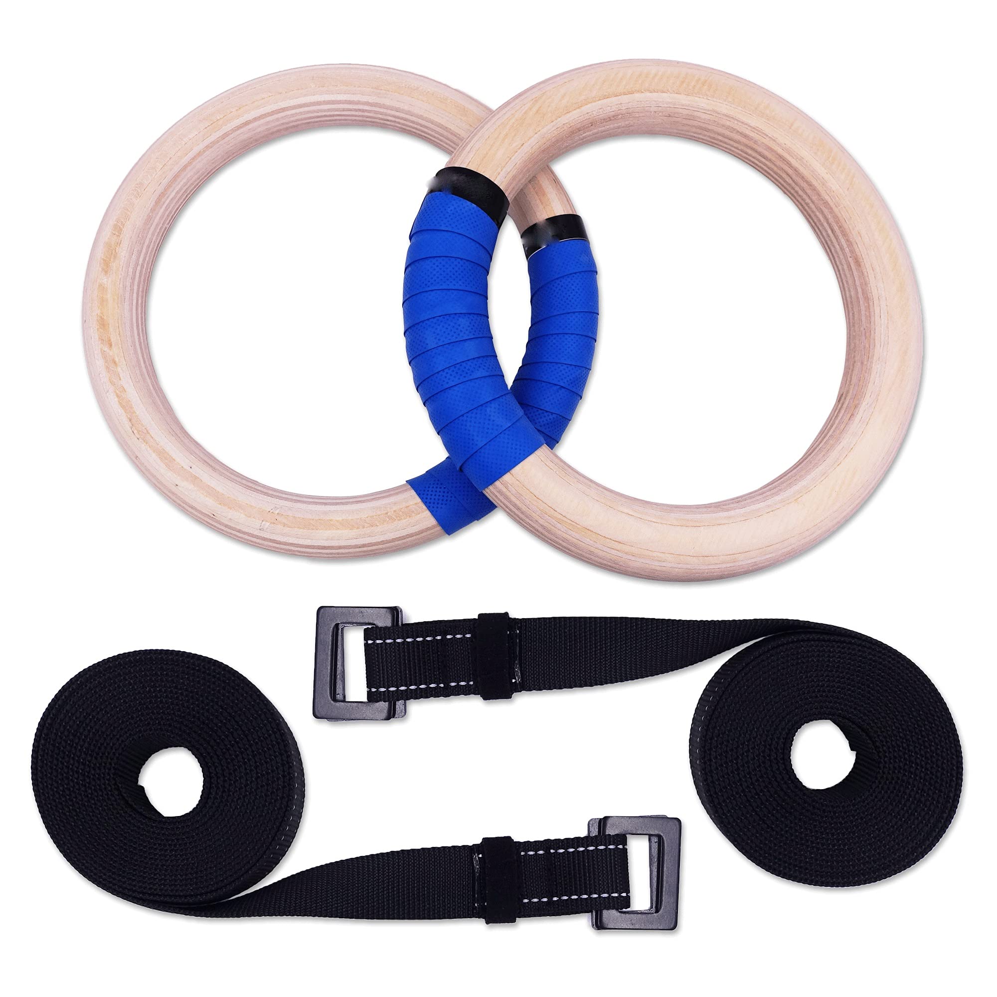 Anelli da Ginnastica, Anelli da Ginnastica Fitness Ginnastica in Legno 28/32 mm con Cinghie Regolabili Home Gym Fitness Pull ups Strength Training Attrezzatura for Ginnastica