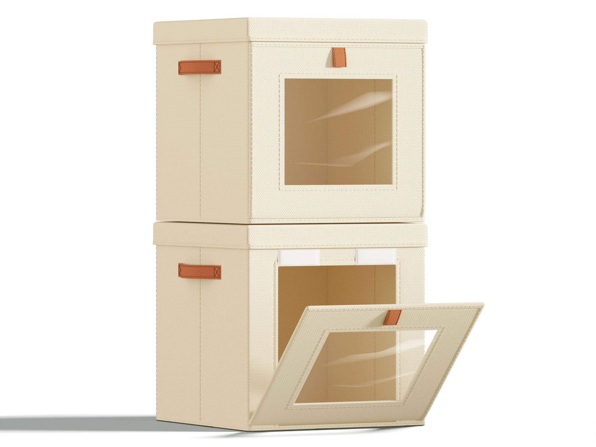 Homsorout Cube Storage Bins with Lids - Front Opening, Clear Window, 2 Pack