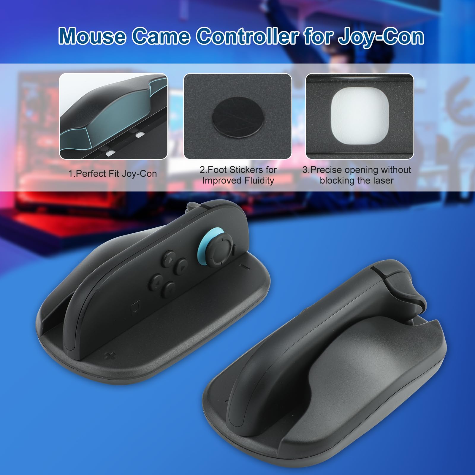 Baomaeyea 2 supporti per mouse per controller da gioco Nintndos Switch 2, custodia per controller da gioco per Switch 2 Joy-Con, antiscivolo, per controller sinistro e destro, accessori (nero)