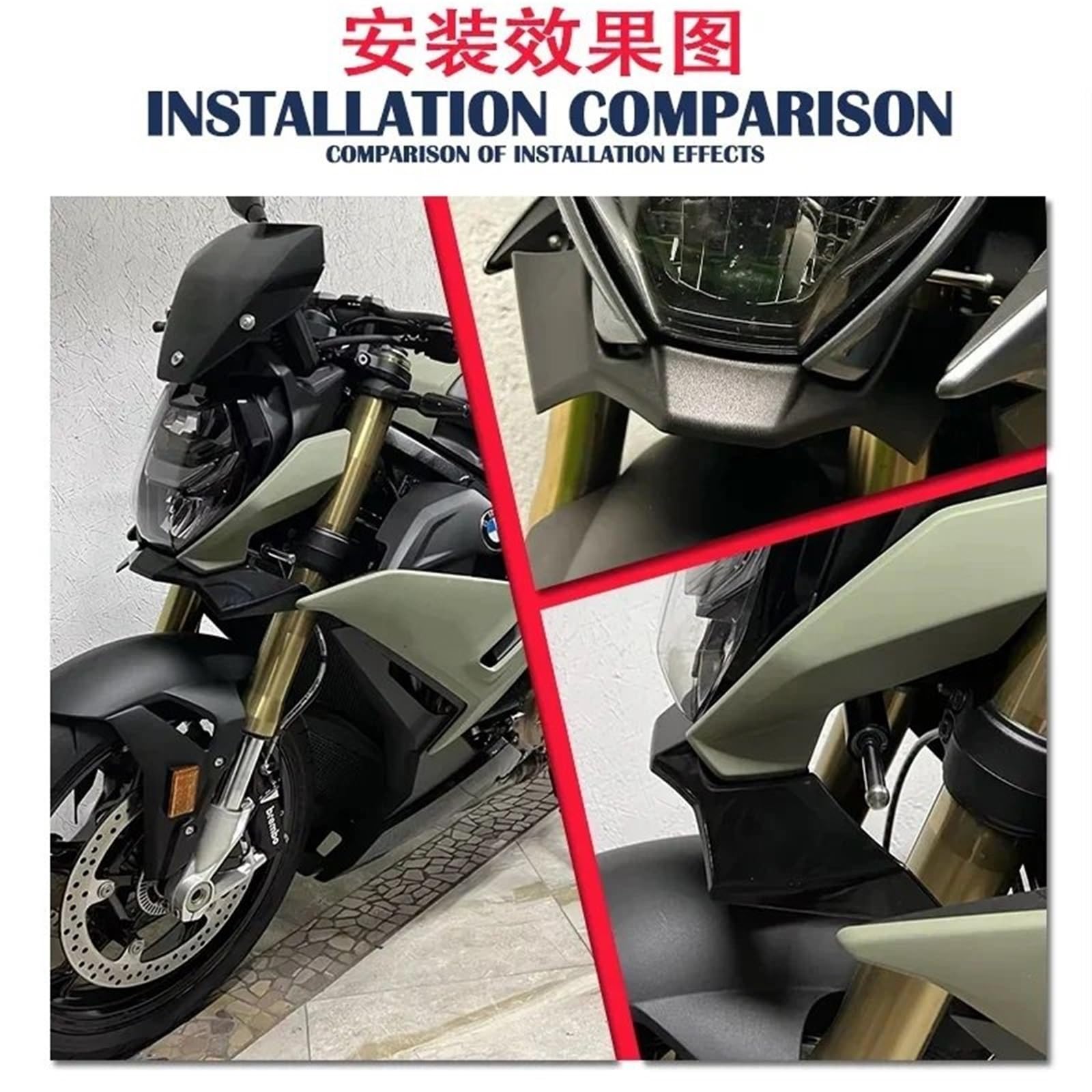 Front Bumper Splitter dachowy Pasuje do BMW S1000R 2021 2022 2023 S 1000 R S1000 Motocykl Skrzydło Owiewka Downforce Naked Przedni Spoiler Winglet