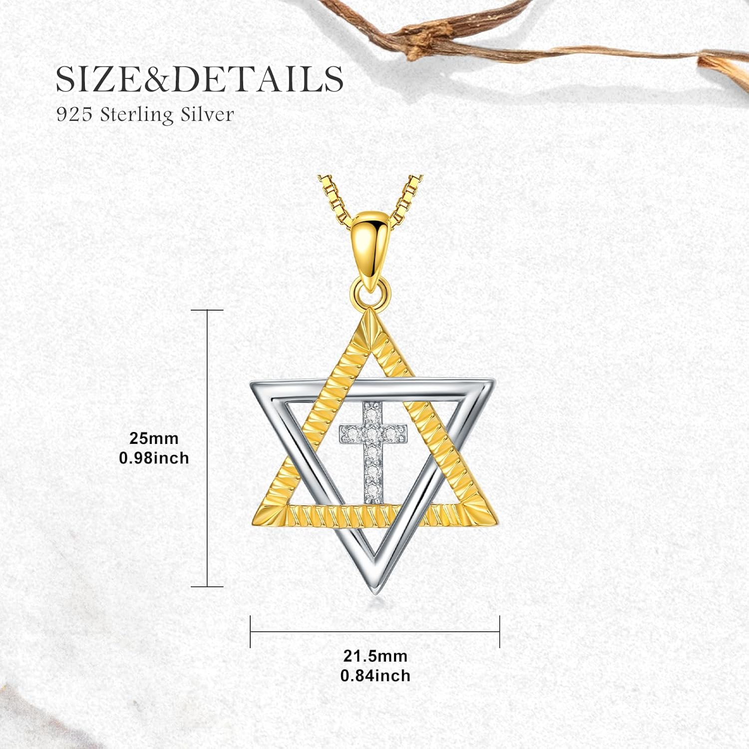 Natural Diamond Star of David Necklace for Women,925 Sterling Silver Star of David Pendant Cross Necklaces,Best Birthday Gift for Mom Wife - Image 5